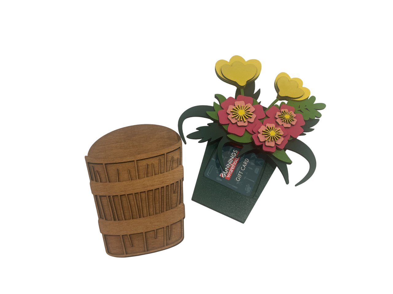 Laser Cut Wooden Gift Card Holder – Flower Basket Design