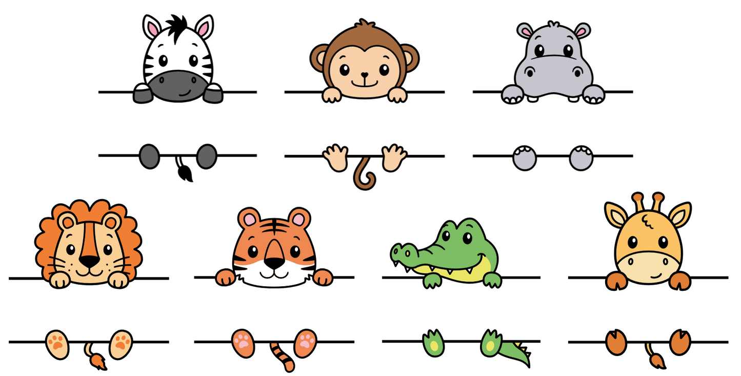 Personalised Safari Animals Name Sign | Custom Wall or Desktop Bedroom Decor