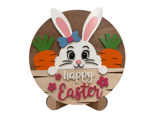 Happy Easter Sign - Peeking Bunny