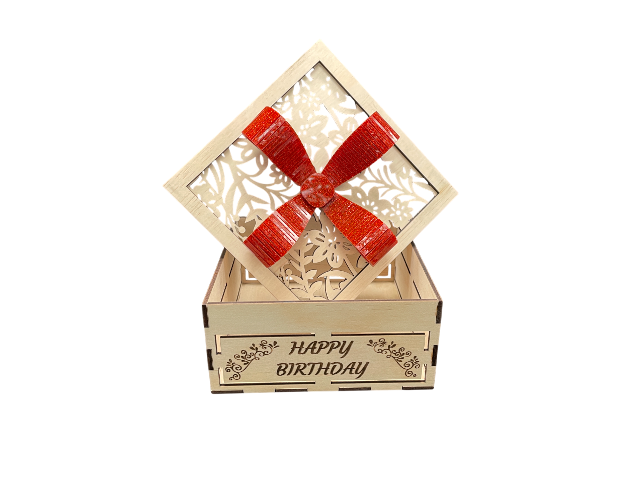 Square Gift Box With Bow - Happy Birthday