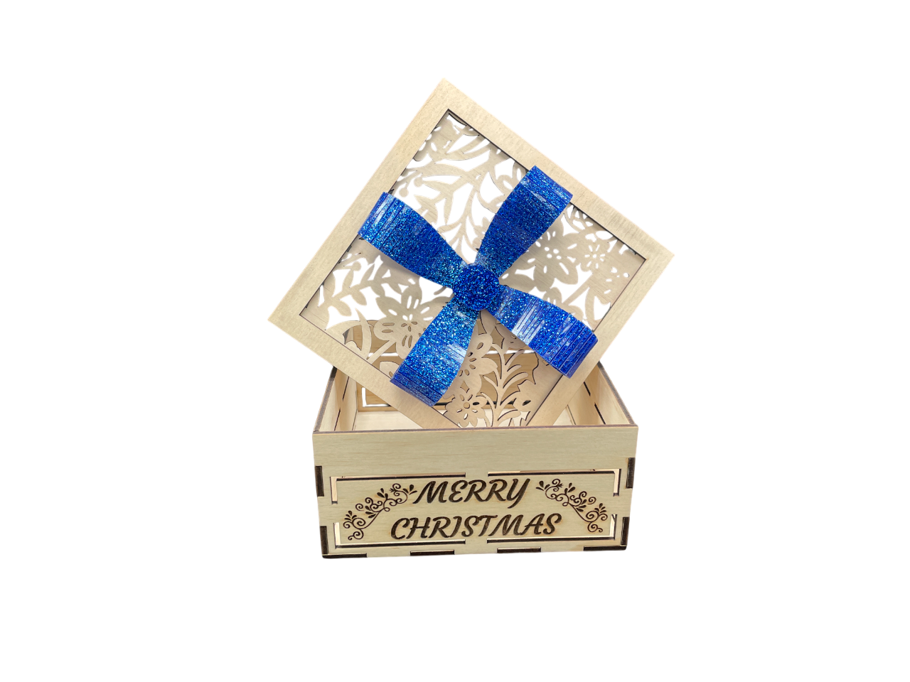 Square Gift Box With Bow - Merry Christmas