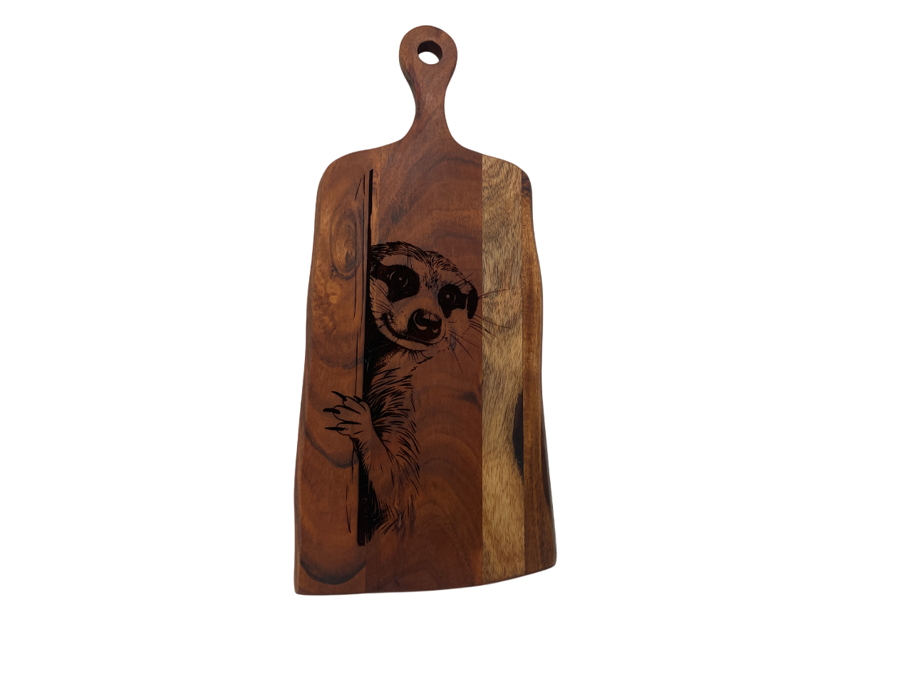 Wooden Serving Board with Meerkat Engraving – 420mm x 180mm | Laser-Etched Rectangular Charcuterie & Cheese Board