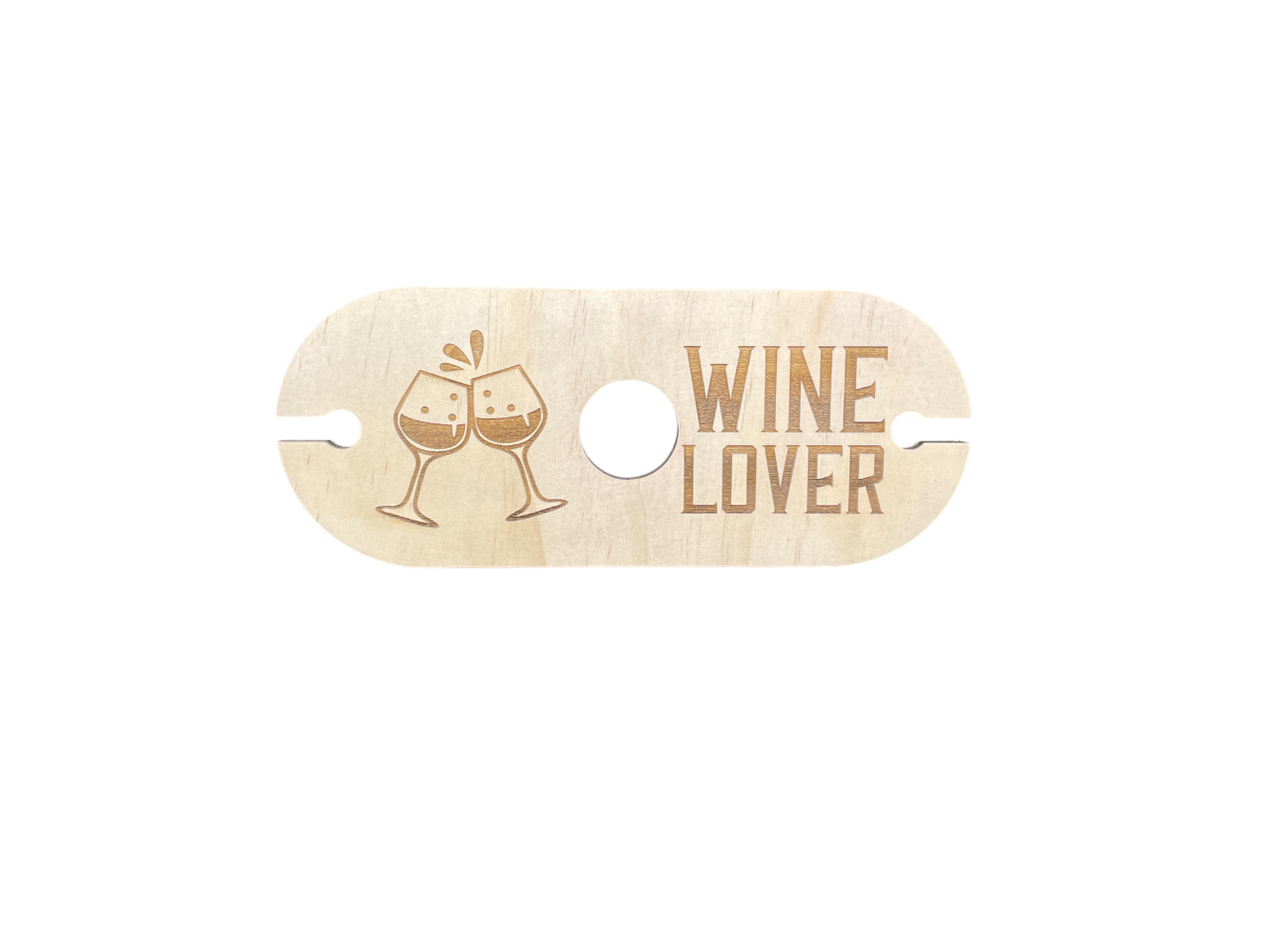 Rustic Wooden Wine Caddy – “Wine Lover” Engraved – Holds 1 Bottle & 2 Glasses | Gift for Wine Enthusiasts