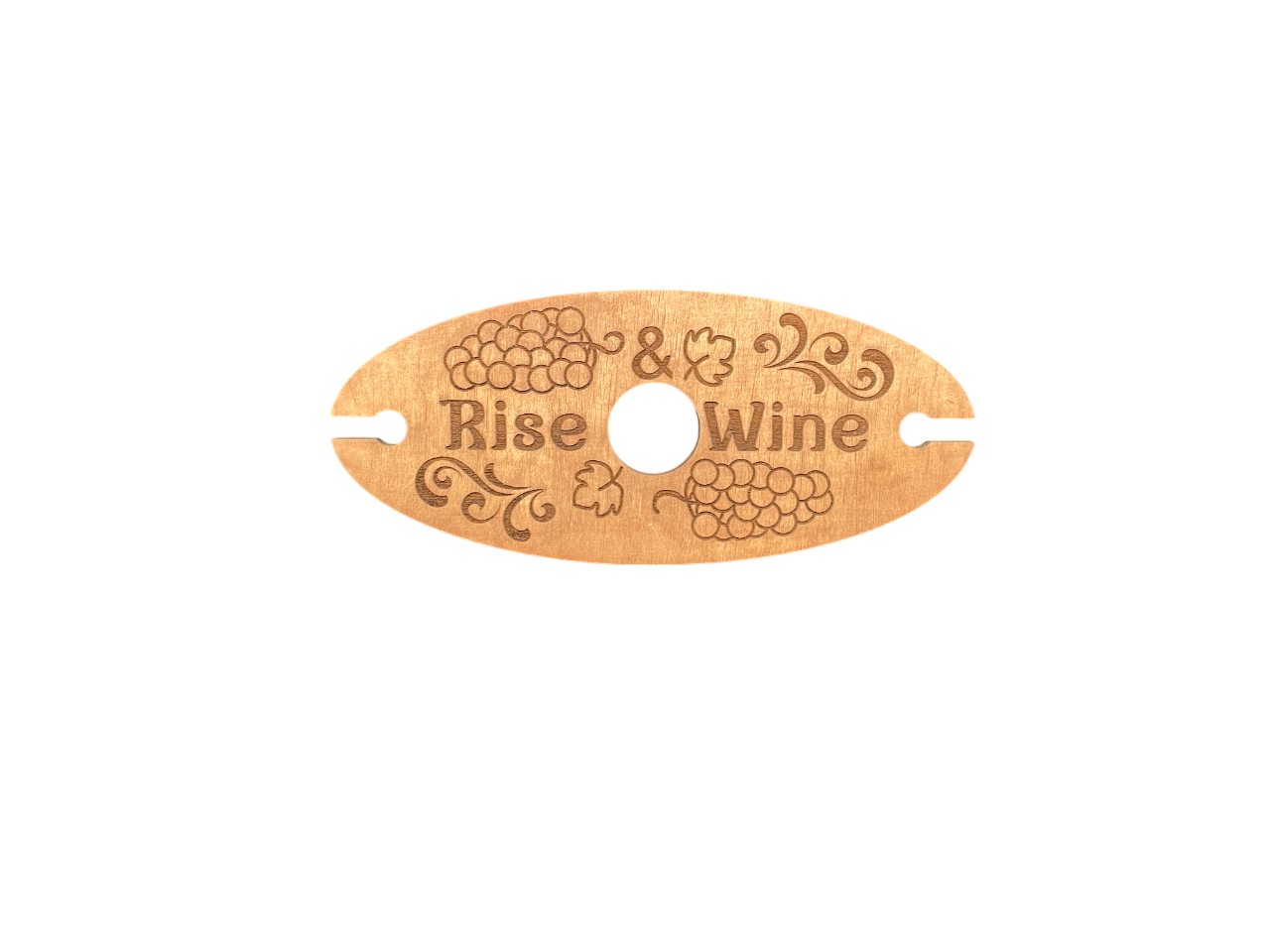 Rise & Wine Wooden Wine Caddy – Rustic Holder for 1 Bottle & 2 Glasses | Morning Wine Picnic Gift Idea