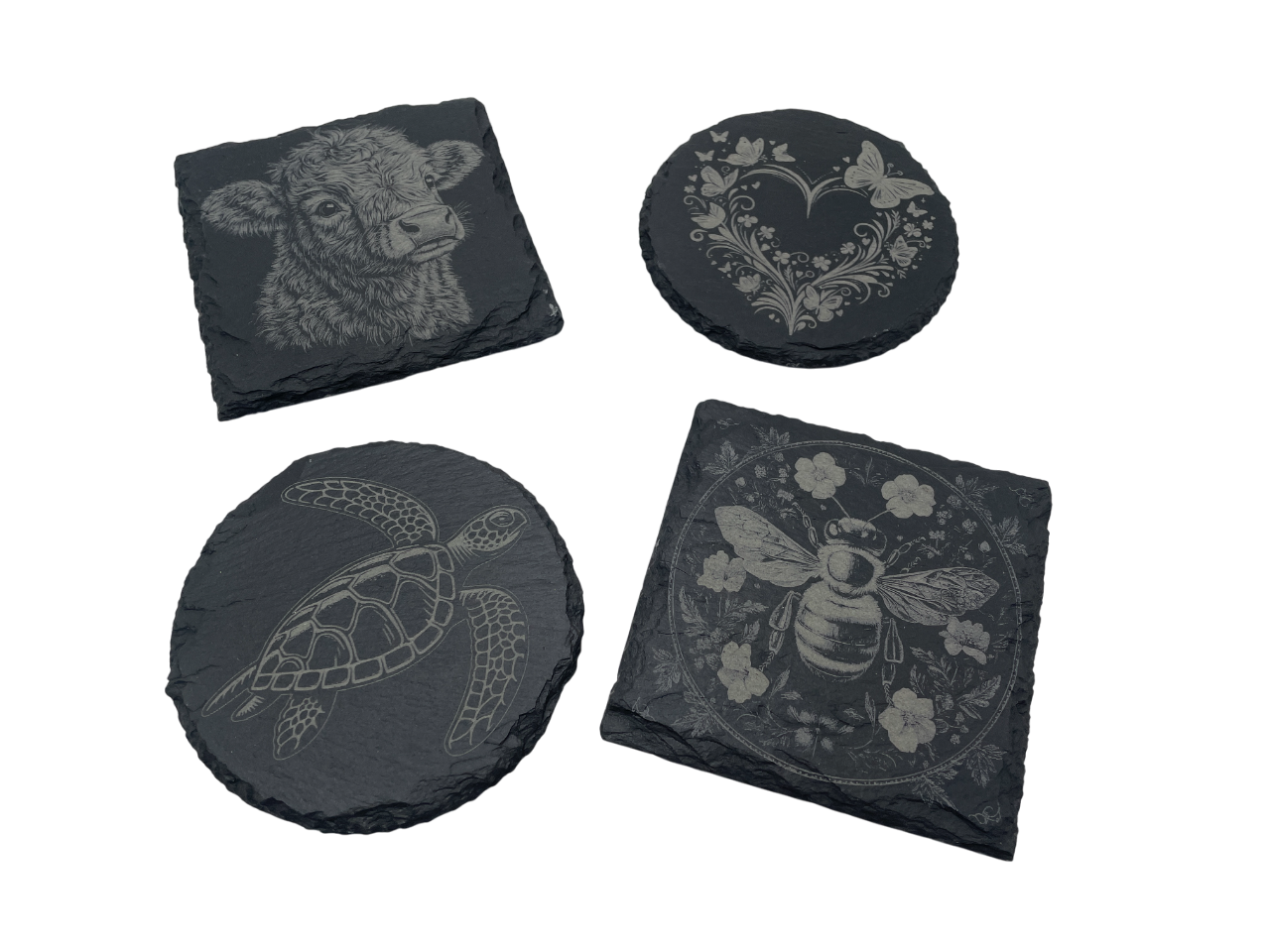 Engraved Slate Coasters – Animal Designs for the Home or Bar
