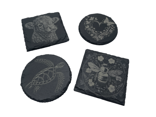Engraved Slate Coasters – Animal Designs for the Home or Bar