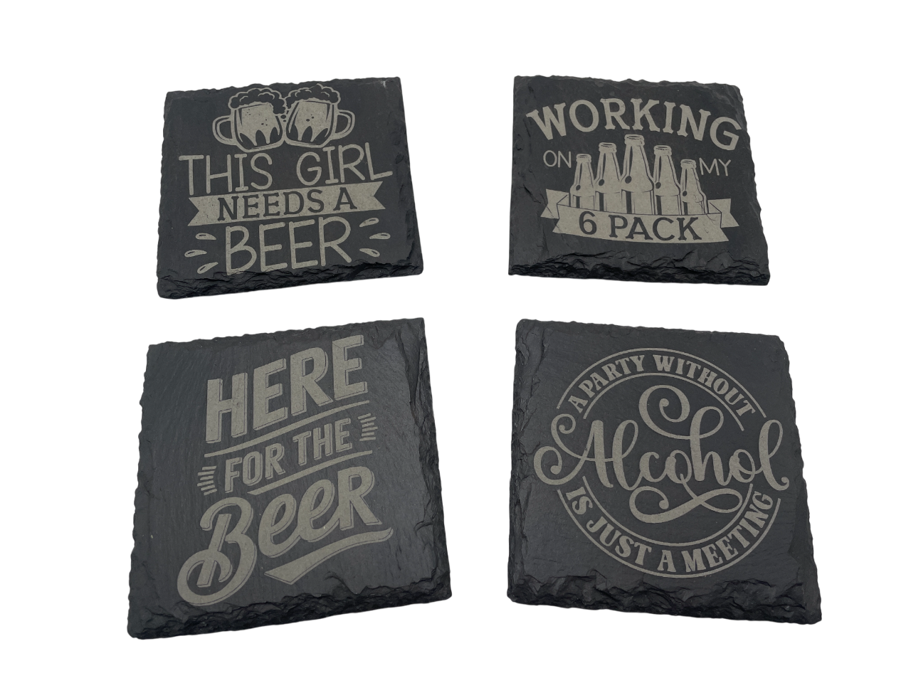 Engraved Slate Coasters – Humorous Quotes for the Home or Bar