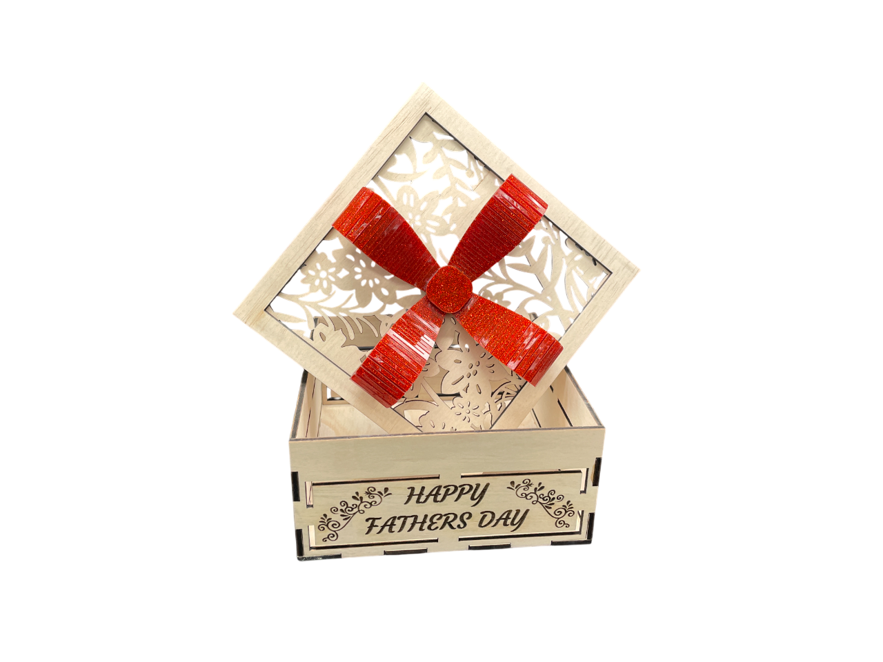 Square Gift Box With Bow - Happy Fathers Day