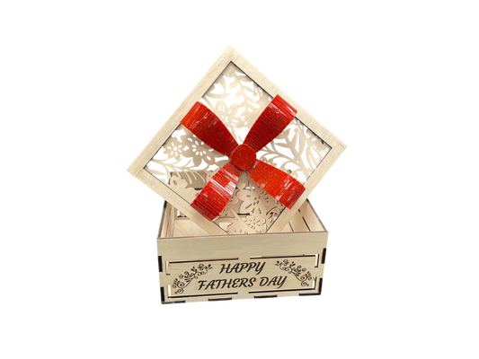 Square Gift Box With Bow - Happy Fathers Day
