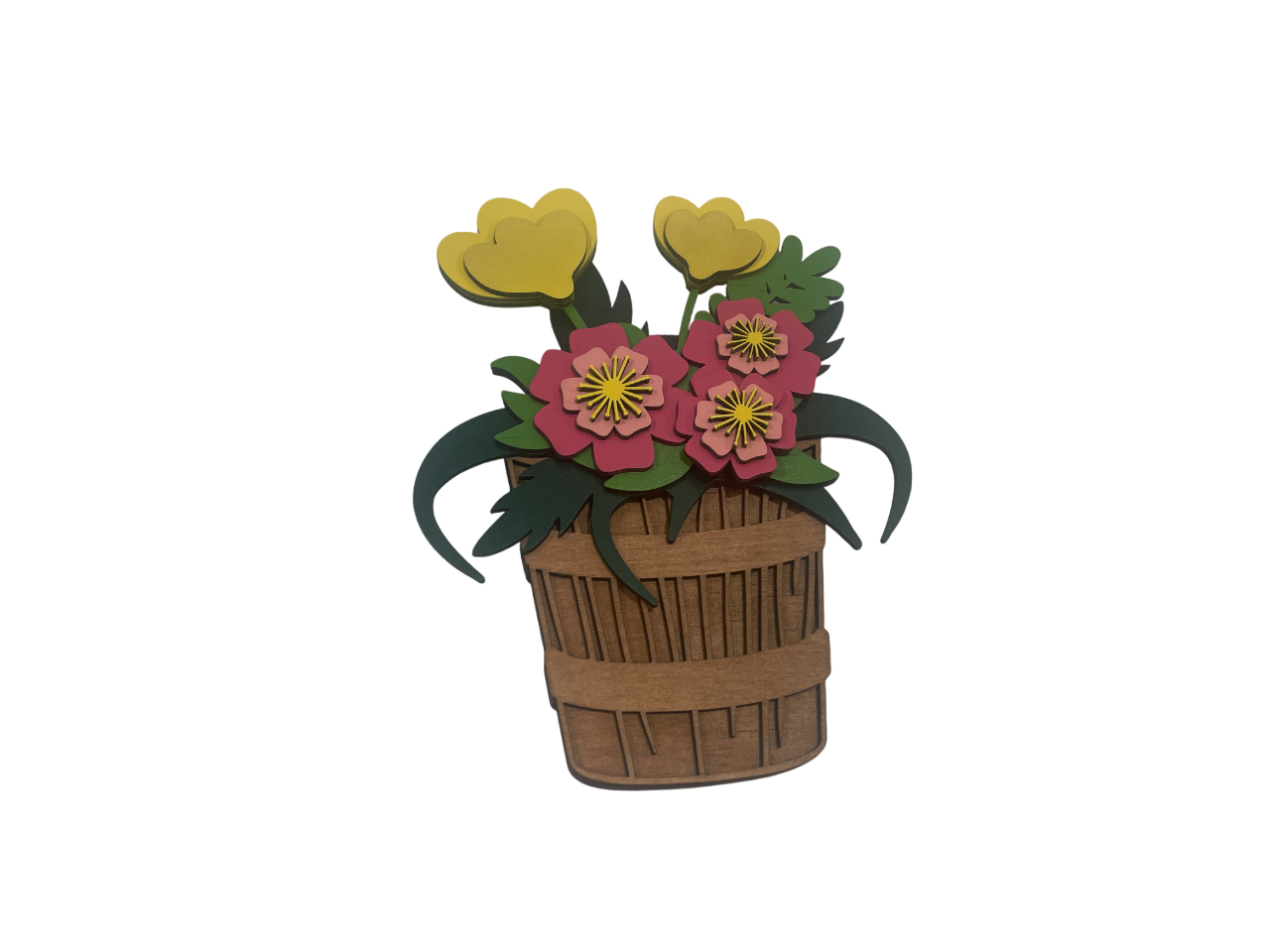 Laser Cut Wooden Gift Card Holder – Flower Basket Design