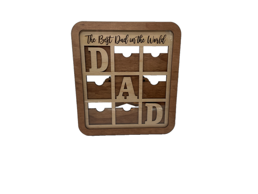 Custom Wooden “Best Dad in the World” Photo Frame – Laser Cut & Layered with Acrylic Cover