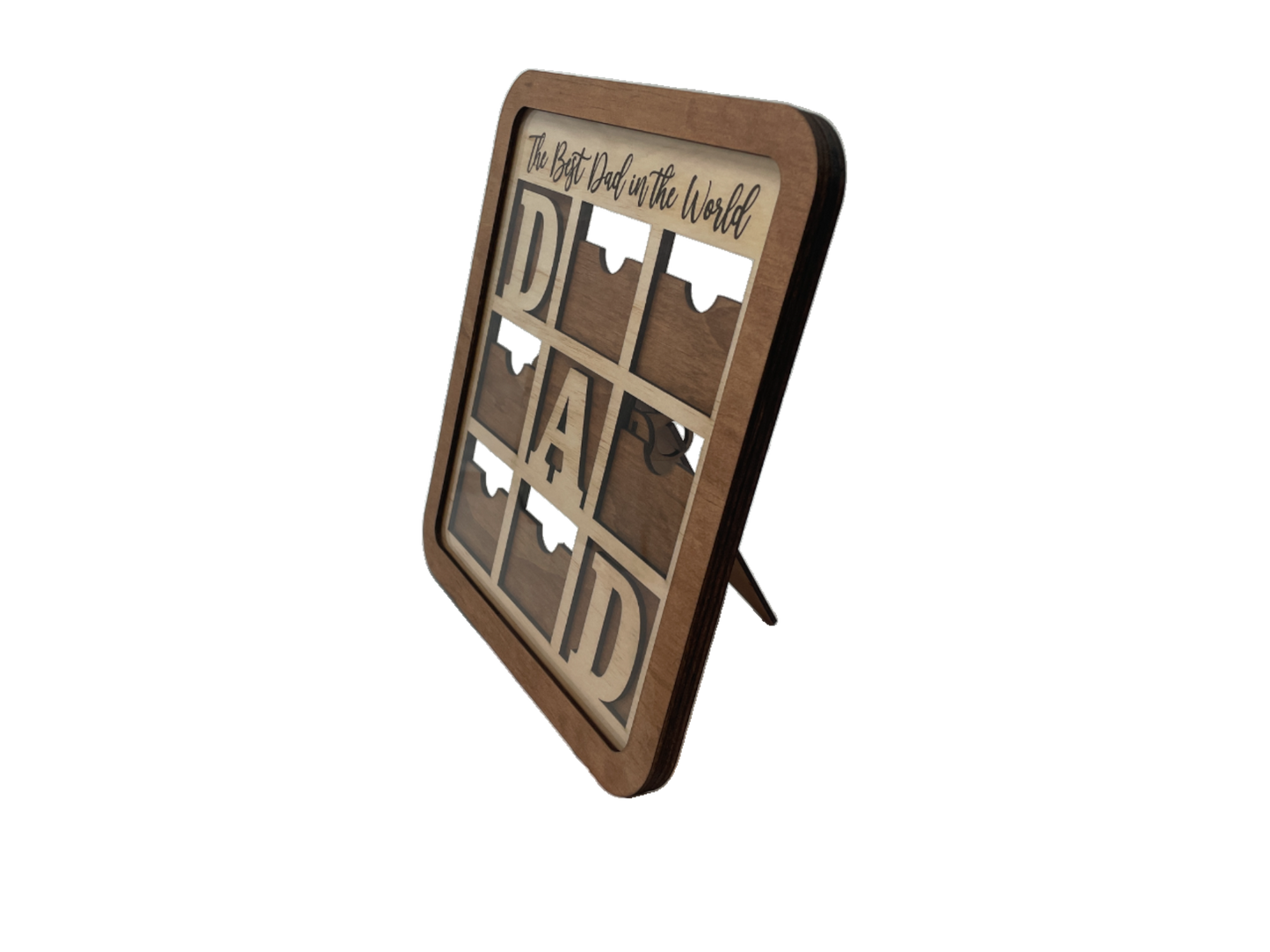 Custom Wooden “Best Dad in the World” Photo Frame – Laser Cut & Layered with Acrylic Cover